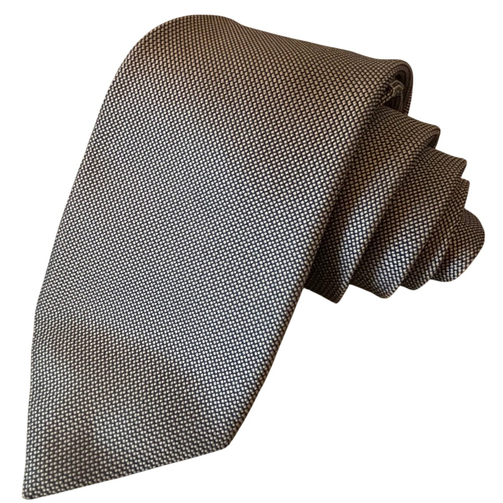 Charvet Vendome Silk Tie Silver Gray Micro-Check Jacquard France Quiet Luxury